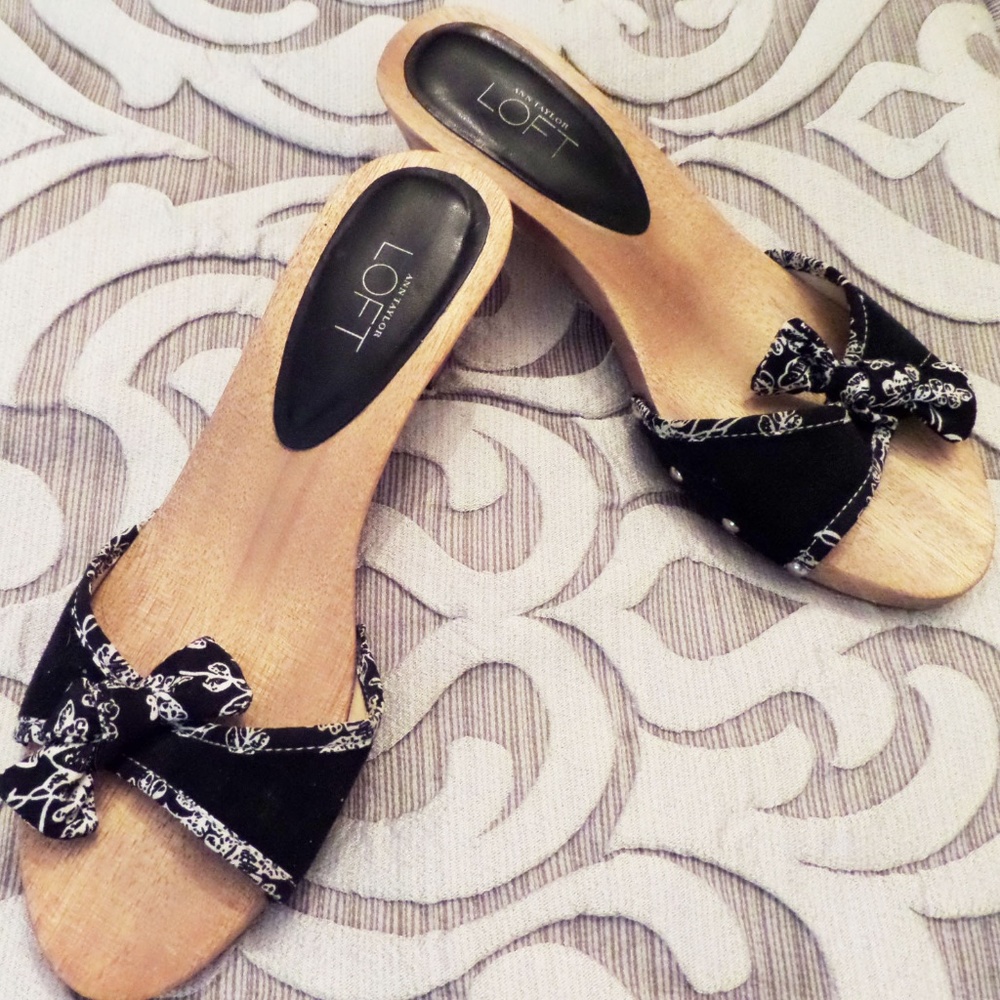 Ann Taylor Wooden Sandals with 1 inch heel